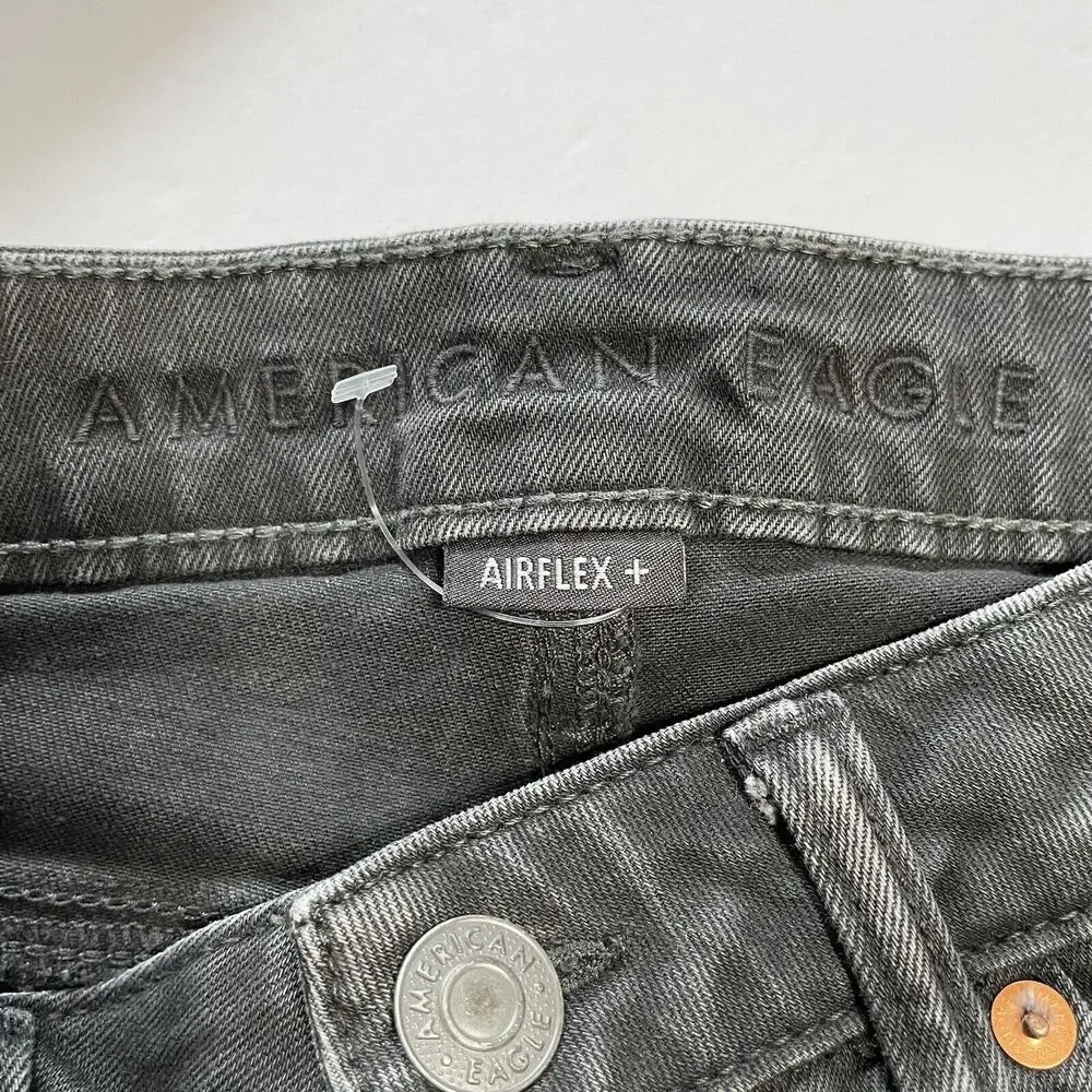 American Eagle Jeans 28x30 Black Denim SKINNY Distressed Airflex+ Stretch